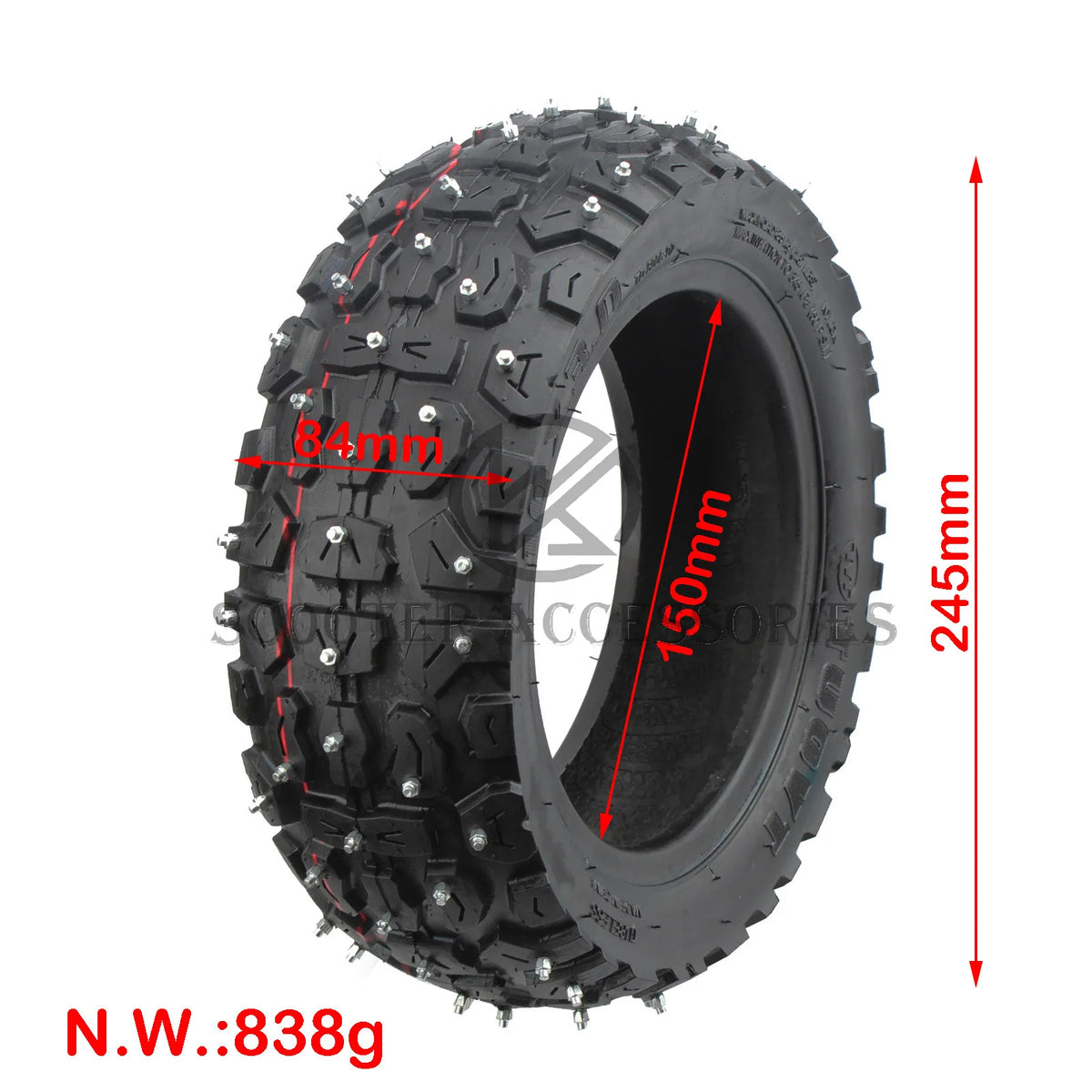 Opona zimowa z kolcami 10 cali 10x3.0, bezdętkowa, do hulajnogi Dualtron Thunder, Speedual Plus i Zero 11X