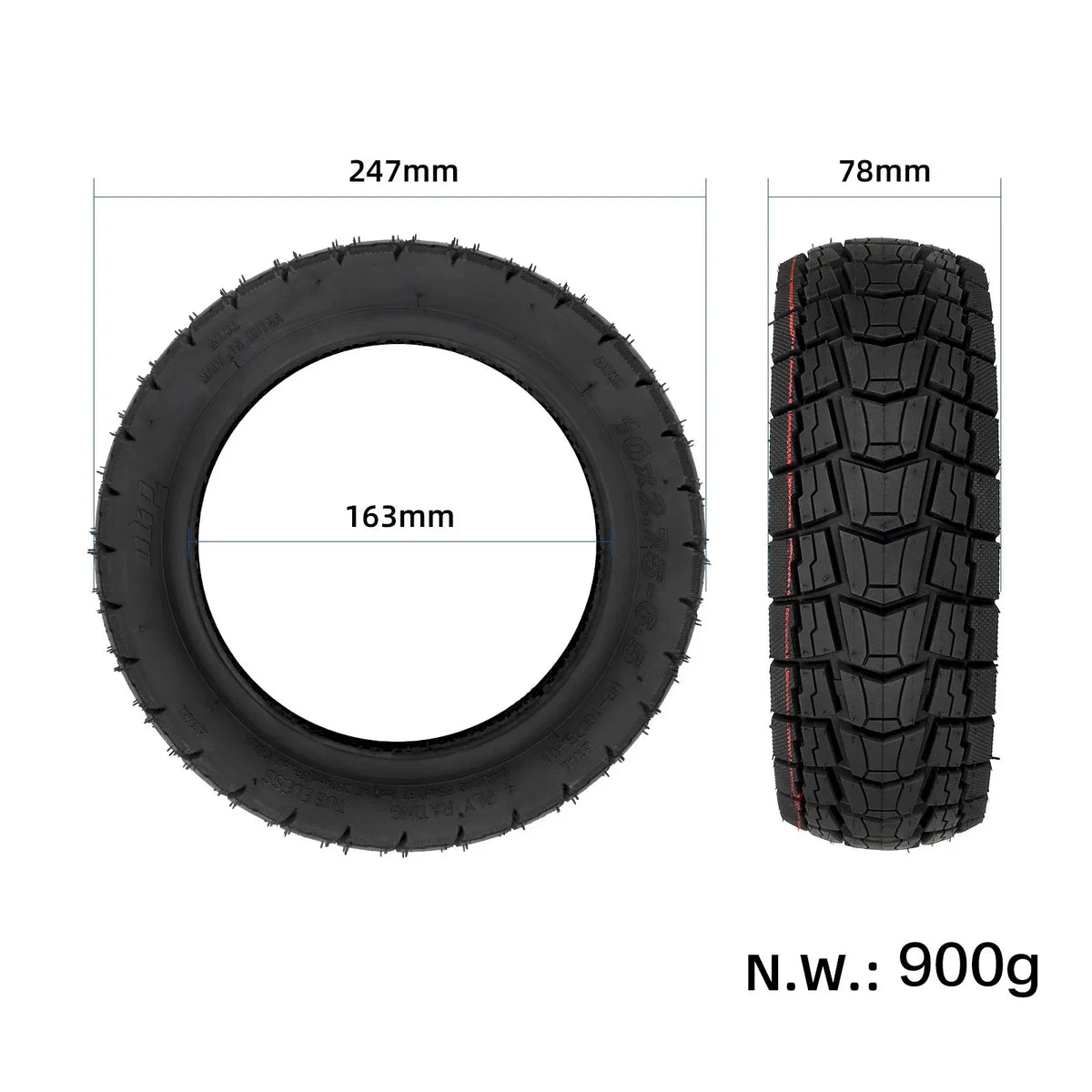 Opona terenowa 10 cali 10x2.75-6.5 do hulajnogi KuKirin G2 Master, A1, G2 i G3, wzmocniona