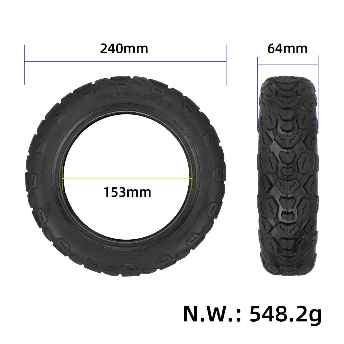 Opona terenowa bezdętkowa 10 cali 10x2.50-6.1 do hulajnogi Kugoo M4 i M4 Pro
